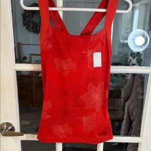 429.   Red Floral Print Swim Tank Top - Women